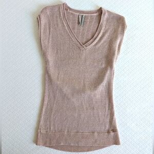 Guess Tan Beige Open Back Sleeveless Tank Open Knit Sweater, size S